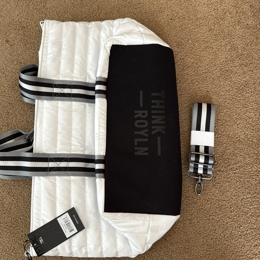 Think Rolyn Wingman White Tote Bag with Stripes - Picture 6 of 7